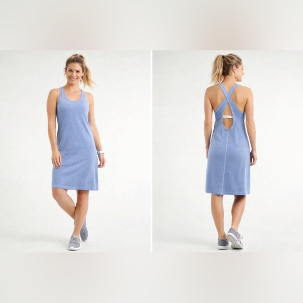 Lululemon Heatwave Midi Dress Sz 6 Wee Stripe White Porcelaine Athleisure Active